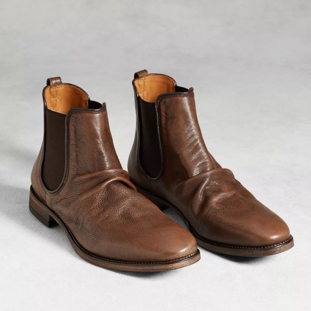 John Varvatos Fleetwood Sharpei Brown Leather Chelsea Boot Mens 11 MSRP: $698